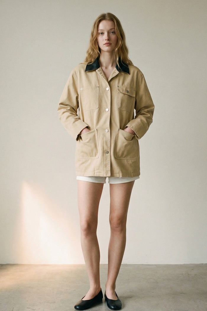 Contrast Collar Oversized Workwear Jacket