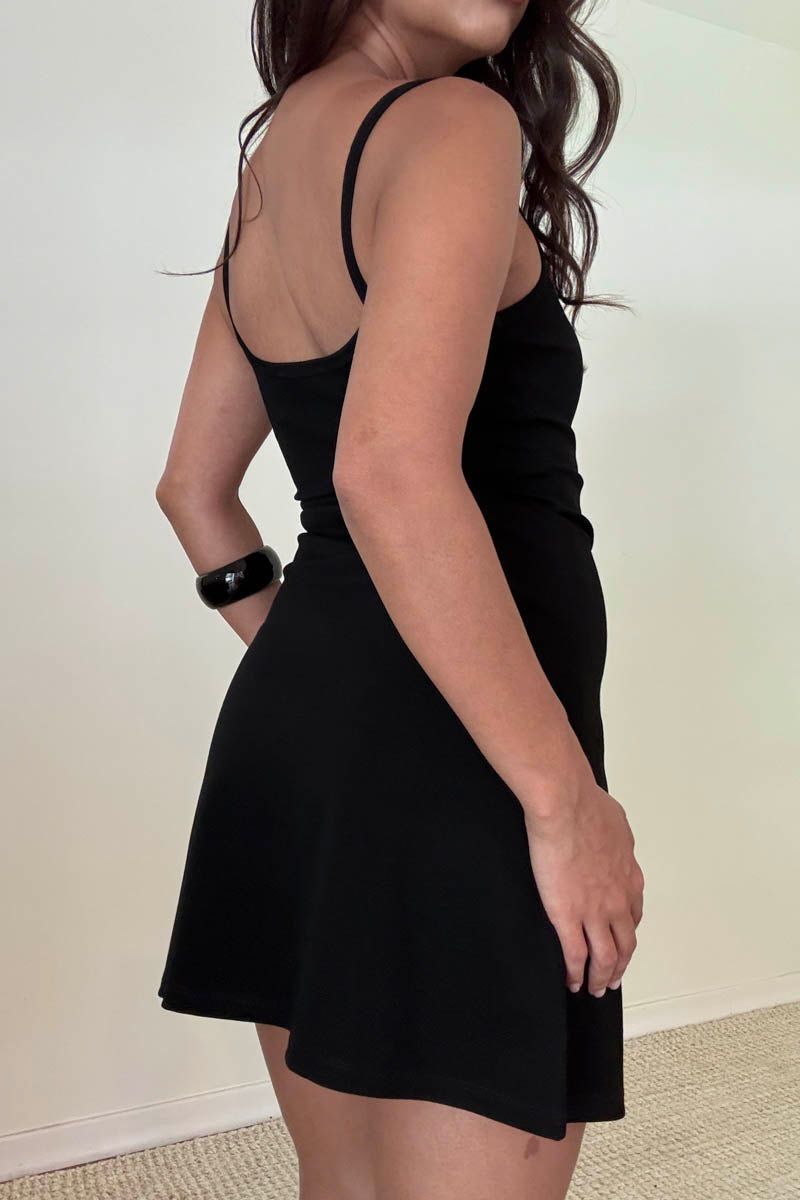 Heavy Rib Spaghetti Strap Bodycon Mini Dress