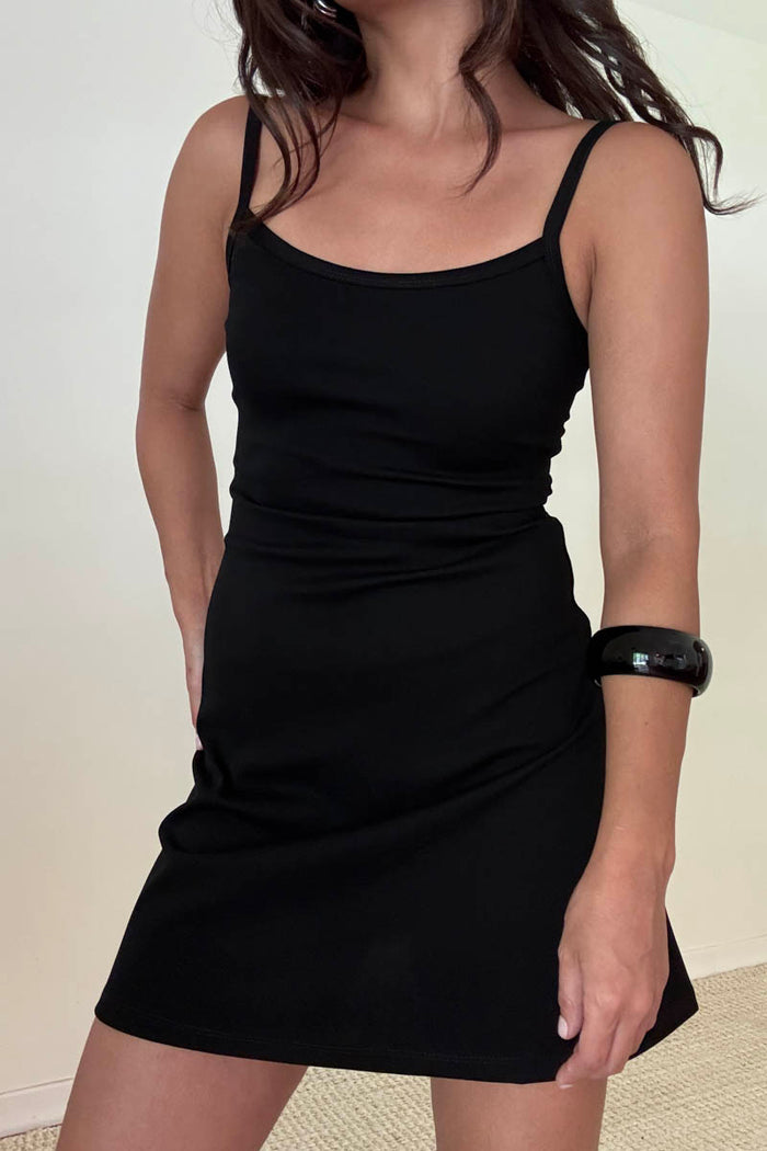 Heavy Rib Spaghetti Strap Bodycon Mini Dress