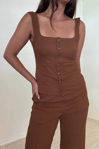 Button Down Top Flare Leg Pants Set