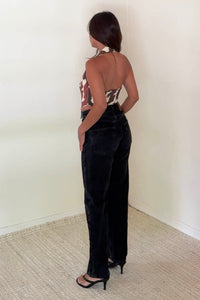 Black Faux Leather Halter Corset Vest
