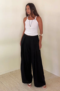 High Waisted Pleated Linen Pants