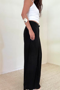 High Waisted Pleated Linen Pants