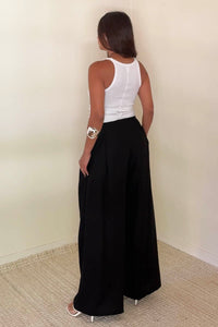 High Waisted Pleated Linen Pants
