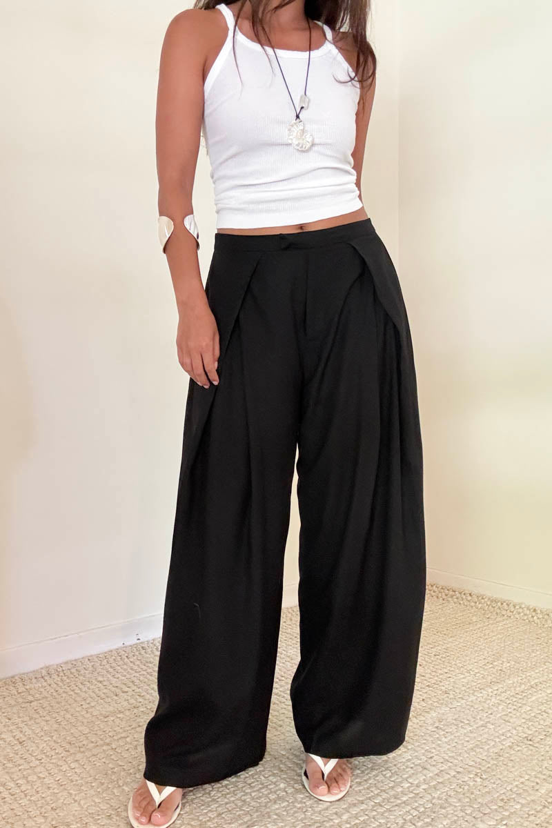 High Waisted Pleated Linen Pants