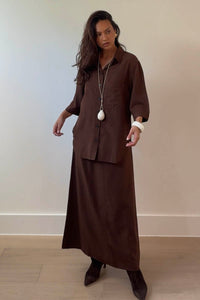 Woven A-Line Midi Skirt