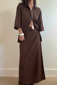Woven A-Line Midi Skirt