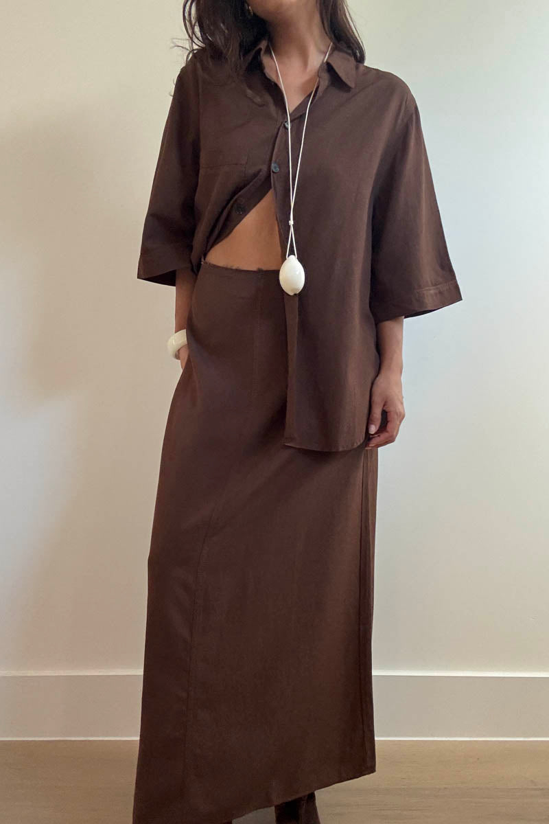 Woven A-Line Midi Skirt