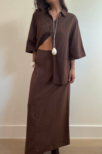 Woven A-Line Midi Skirt