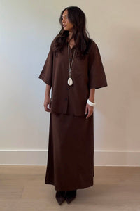 Woven A-Line Midi Skirt
