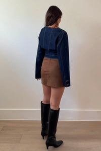 Faux Suede Low Waist Mini Skirt