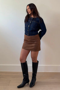 Faux Suede Low Waist Mini Skirt