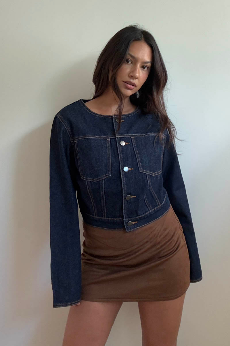 Faux Suede Low Waist Mini Skirt
