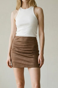 Faux Suede Low Waist Mini Skirt