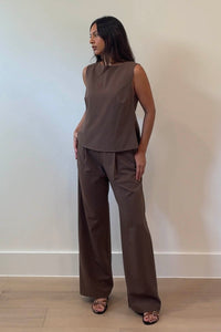 Sleeveless Top Straight Leg Pants Set