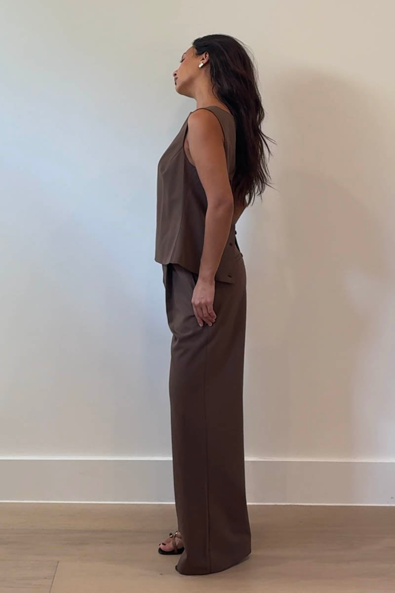 Sleeveless Top Straight Leg Pants Set
