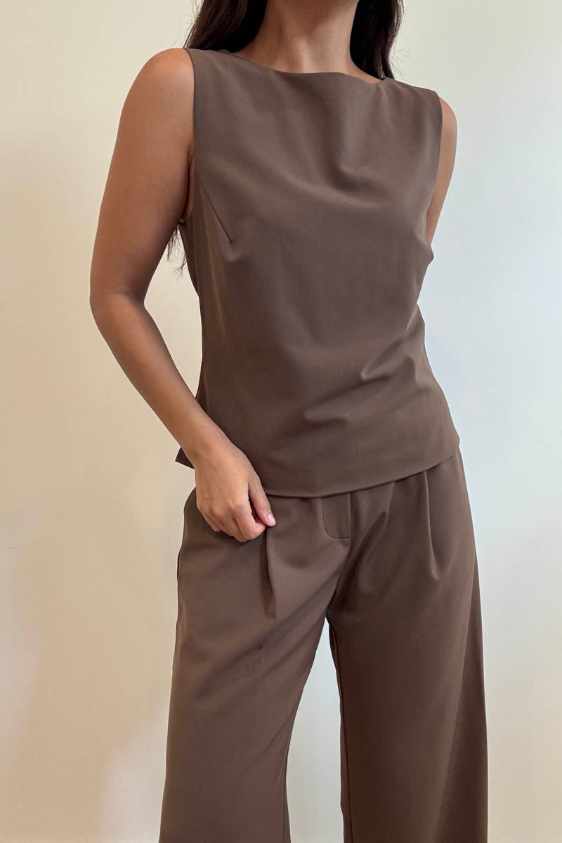 Sleeveless Top Straight Leg Pants Set