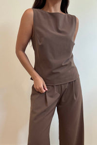 Sleeveless Top Straight Leg Pants Set