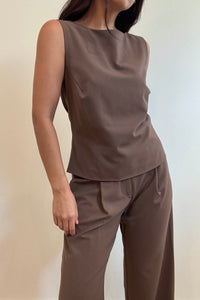 Sleeveless Top Straight Leg Pants Set