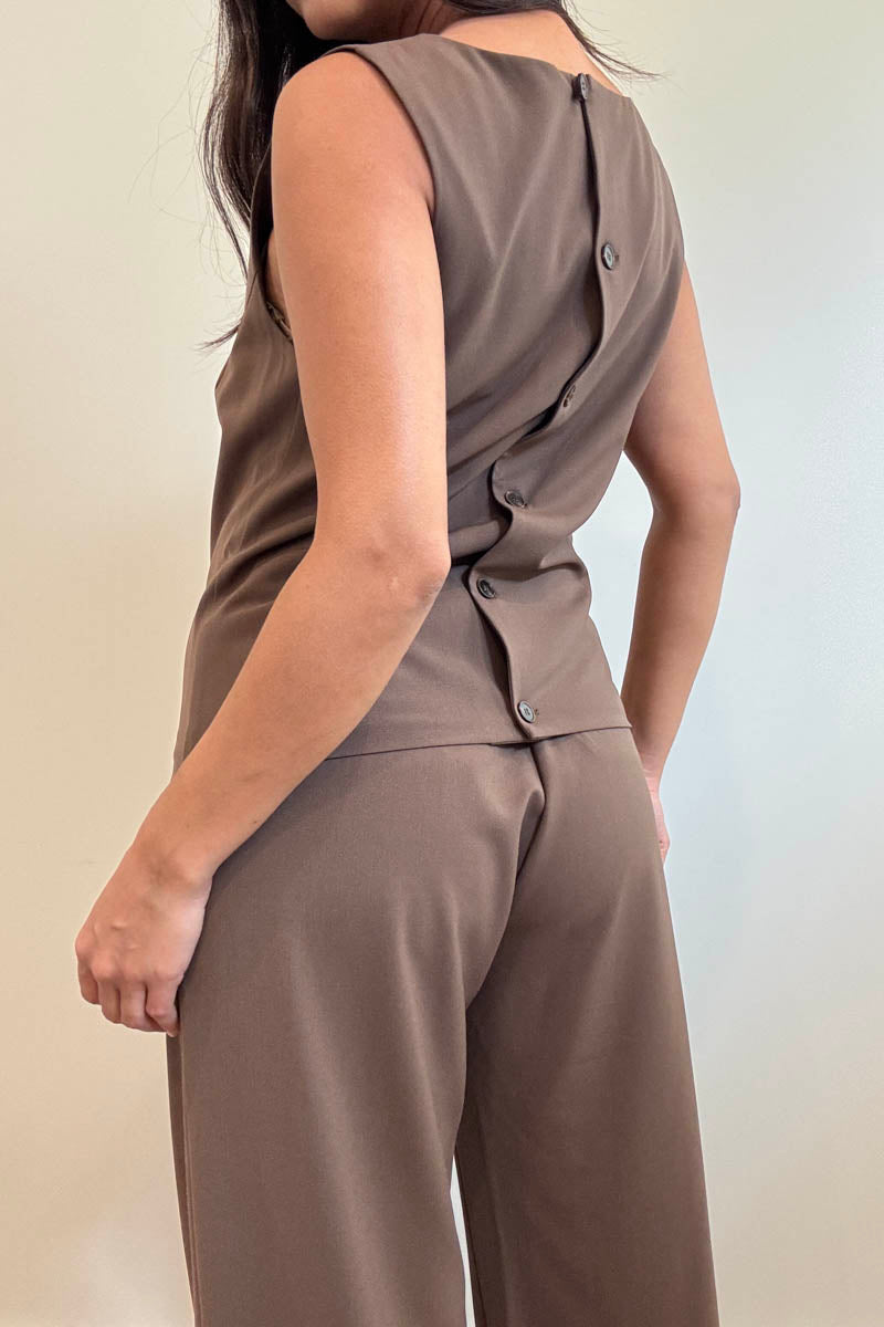 Sleeveless Top Straight Leg Pants Set