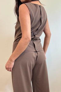 Sleeveless Top Straight Leg Pants Set