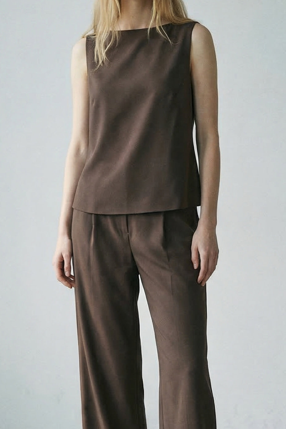 Sleeveless Top Straight Leg Pants Set
