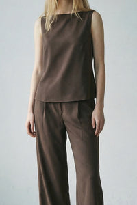 Sleeveless Top Straight Leg Pants Set