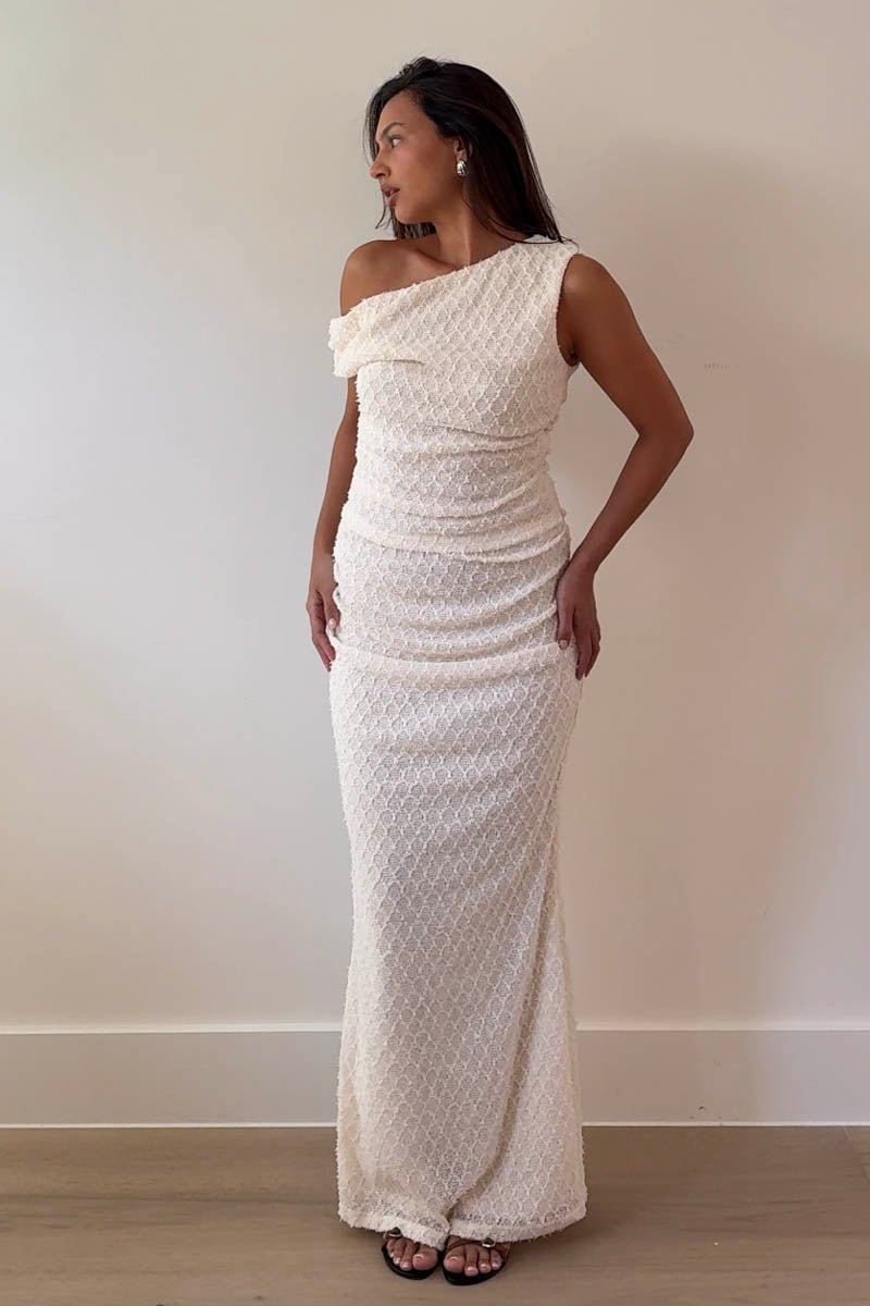 Off Shoulder Top Maxi Skirt Knit Set