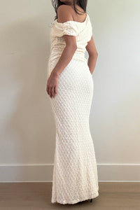 Off Shoulder Top Maxi Skirt Knit Set