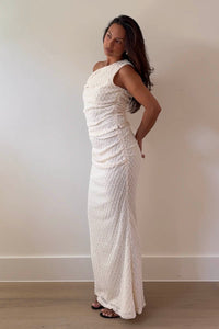 Off Shoulder Top Maxi Skirt Knit Set