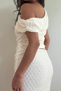 Off Shoulder Top Maxi Skirt Knit Set