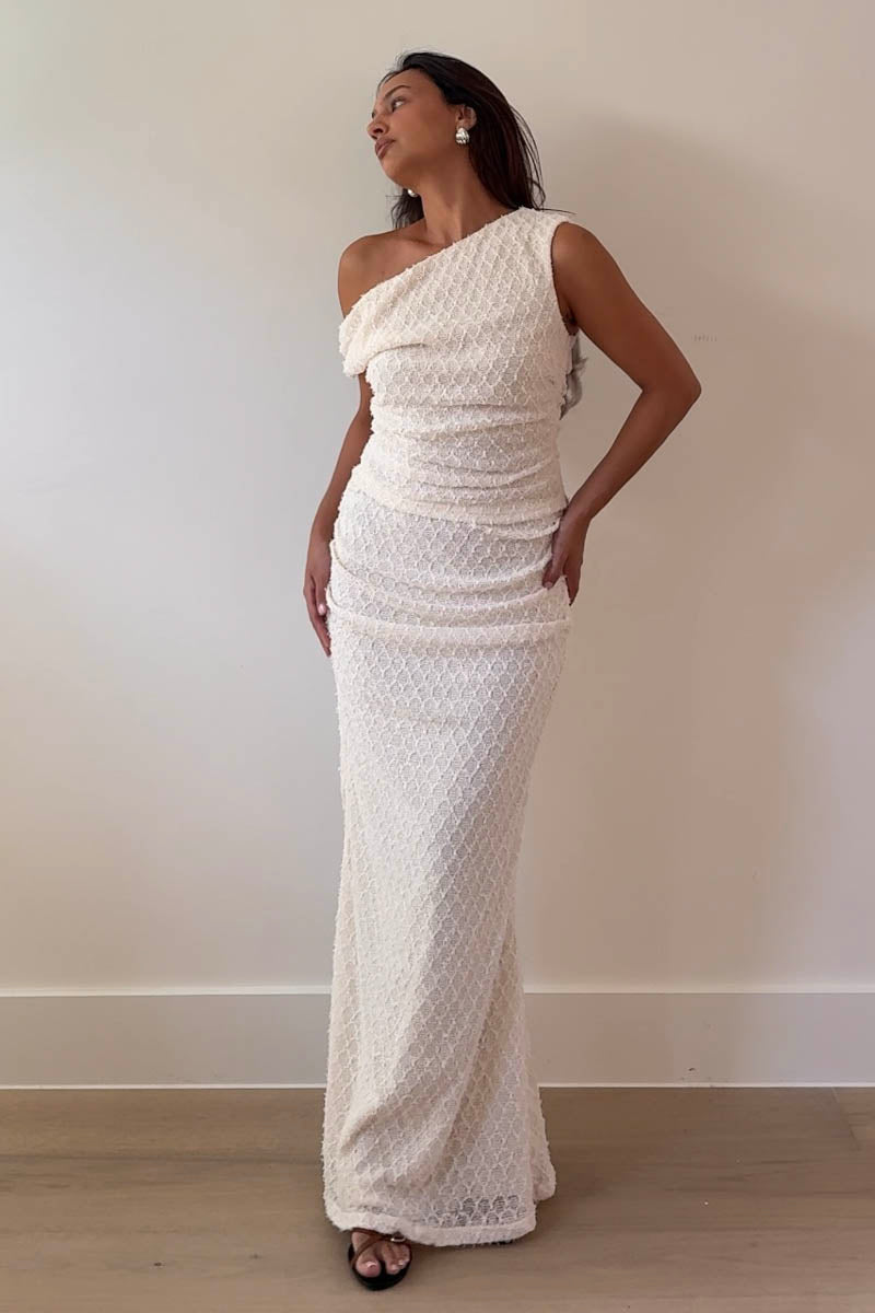Off Shoulder Top Maxi Skirt Knit Set