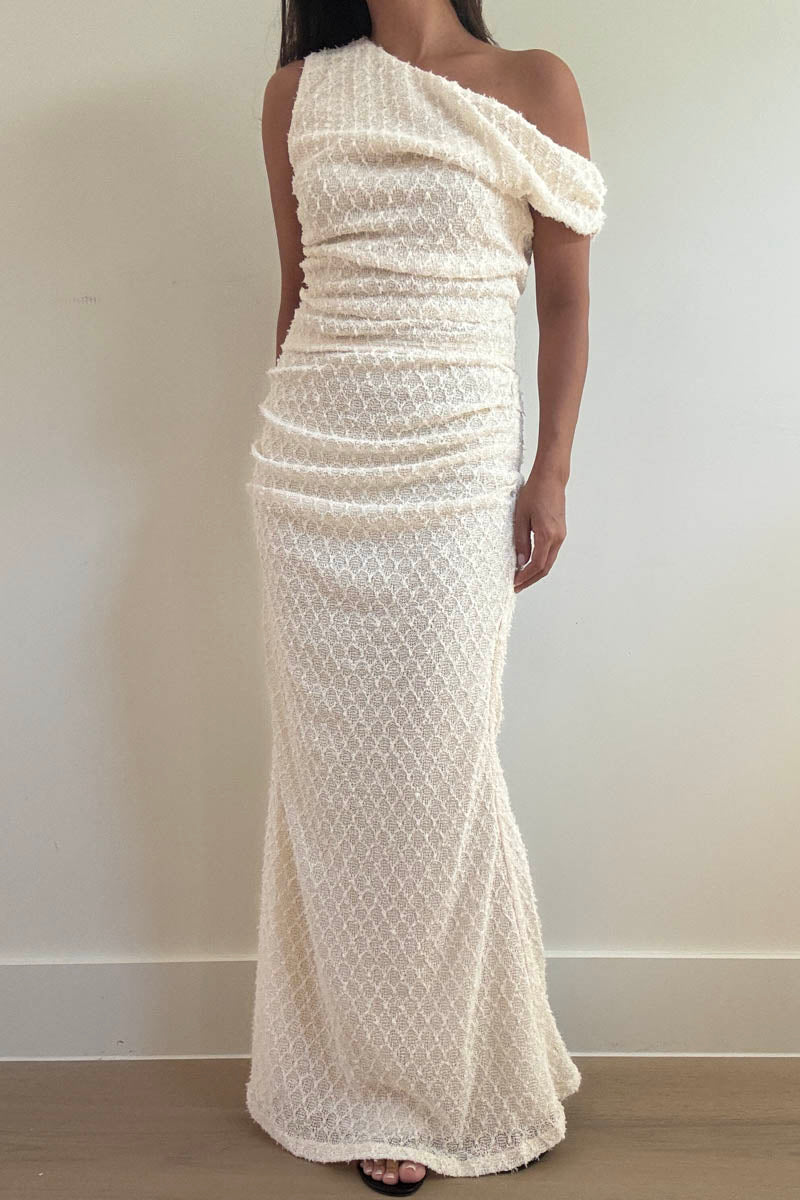 Off Shoulder Top Maxi Skirt Knit Set