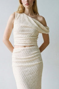 Off Shoulder Top Maxi Skirt Knit Set