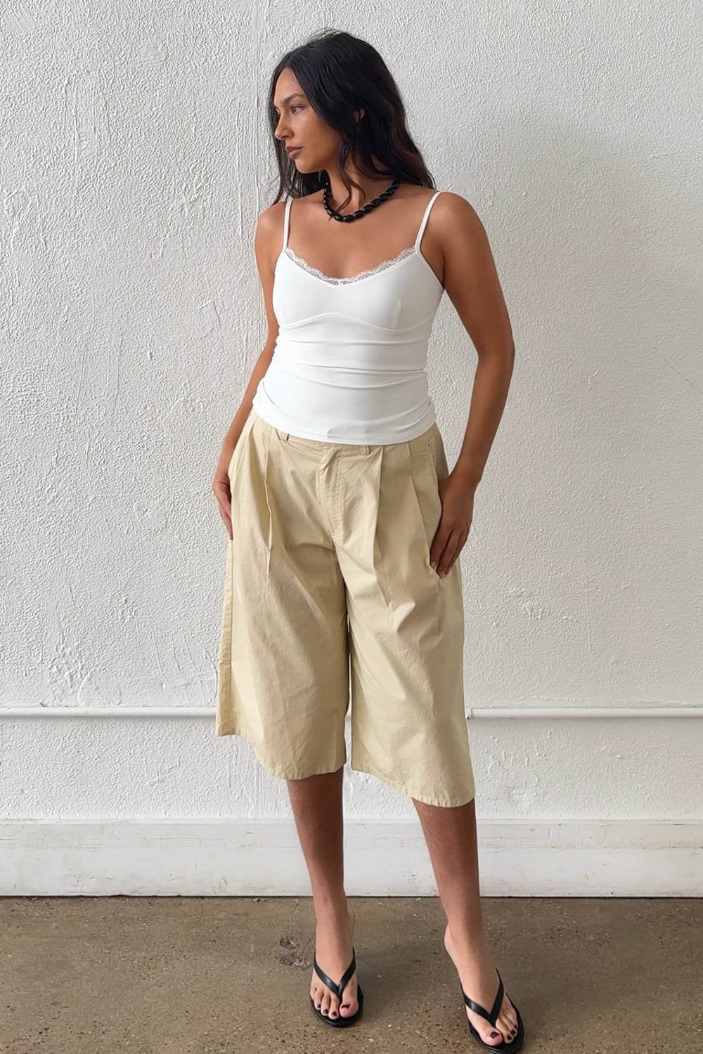 Pleated Cotton Jorts