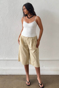 Pleated Cotton Jorts