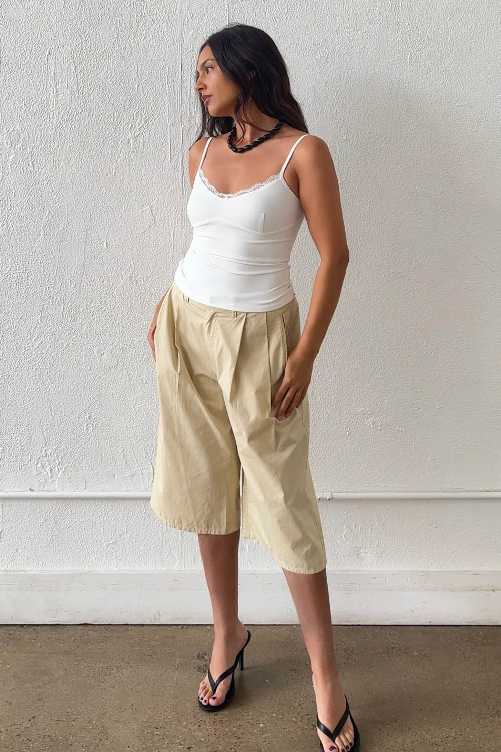 Pleated Cotton Jorts