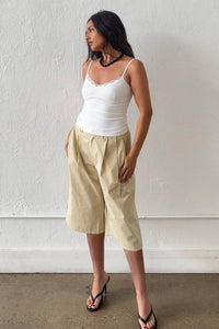 Pleated Cotton Jorts