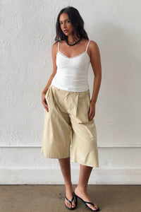 Pleated Cotton Jorts