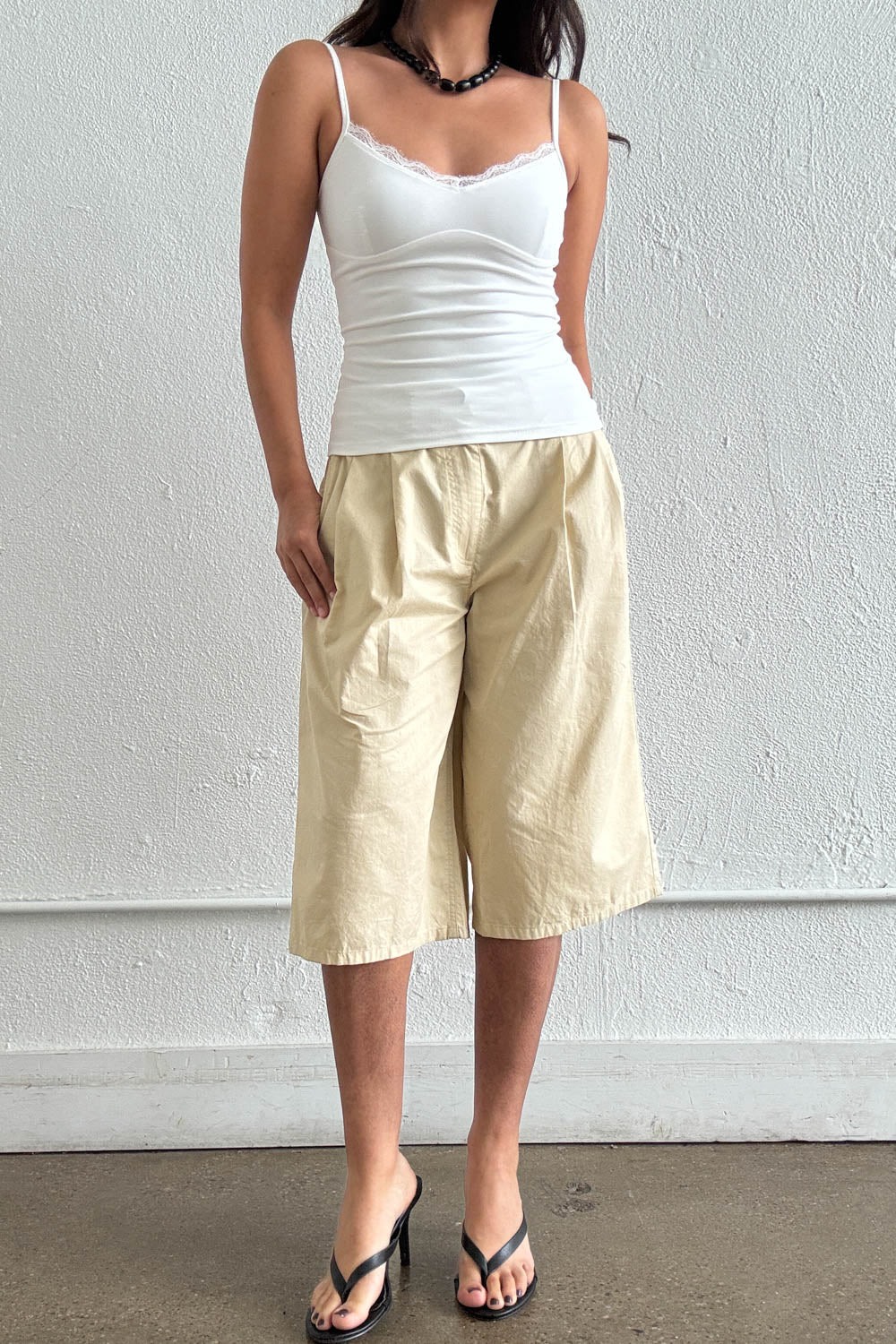 Pleated Cotton Jorts