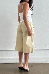 Pleated Cotton Jorts