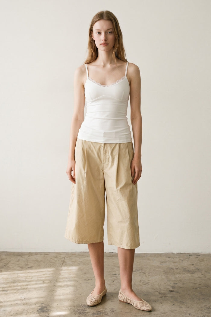 Pleated Cotton Jorts