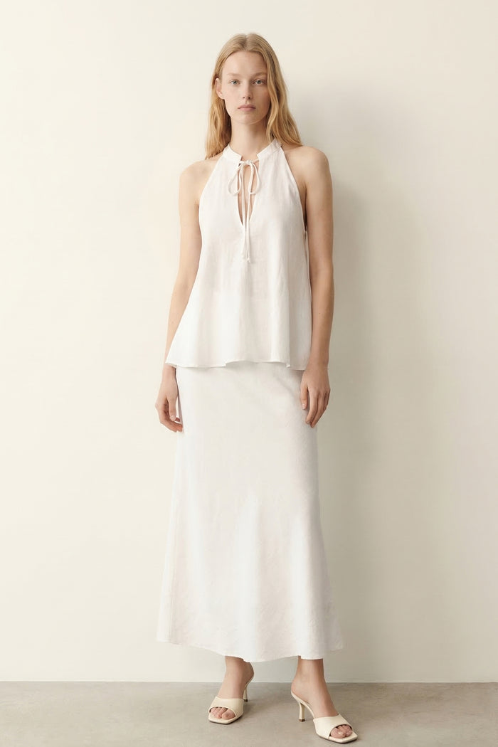 Wrinkled Ramie Halter Top And Pants Set