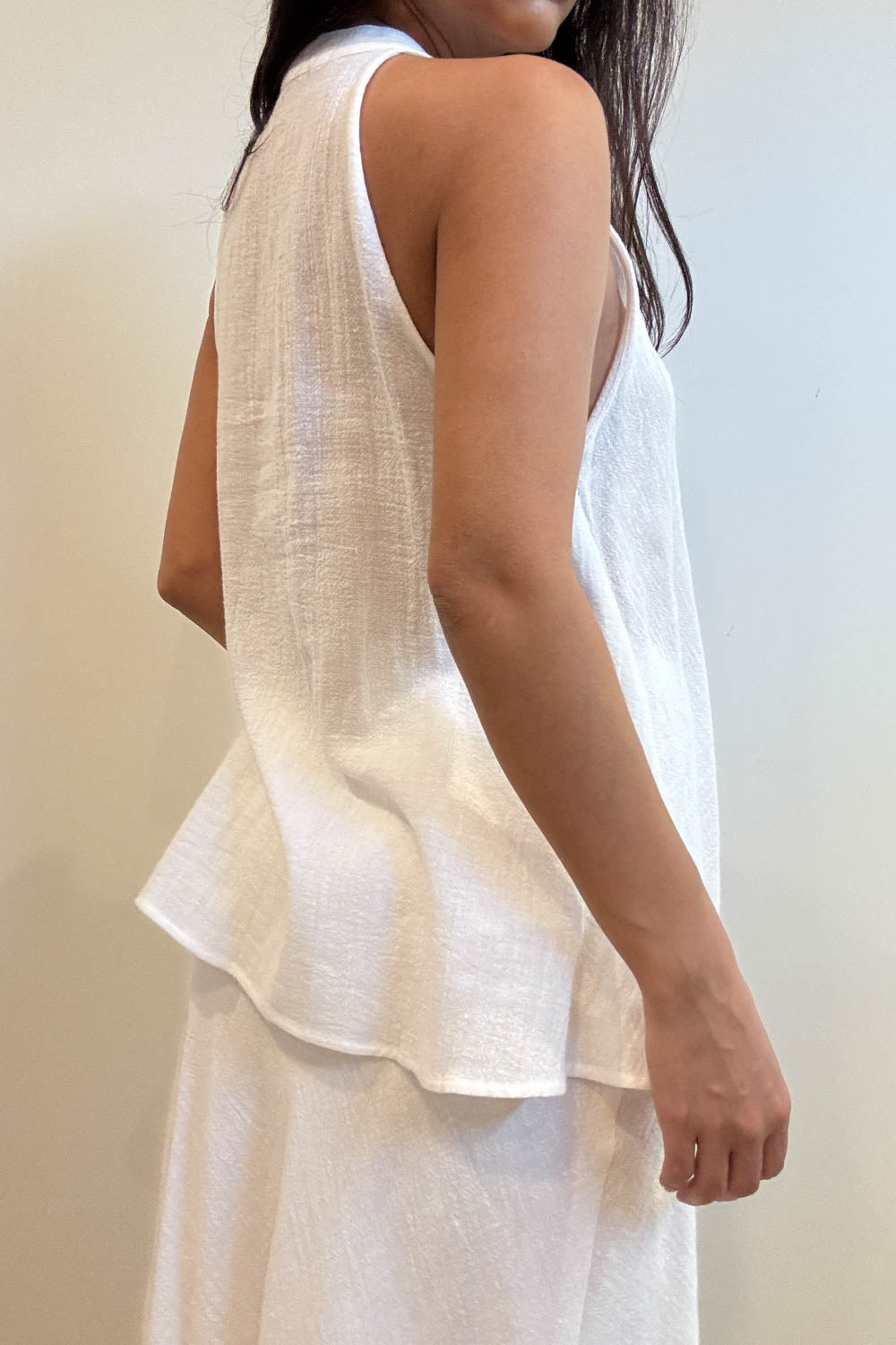 Wrinkled Ramie Halter Top And Pants Set