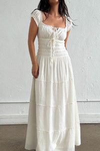 Cotton Smocked Tiered Maxi Dress