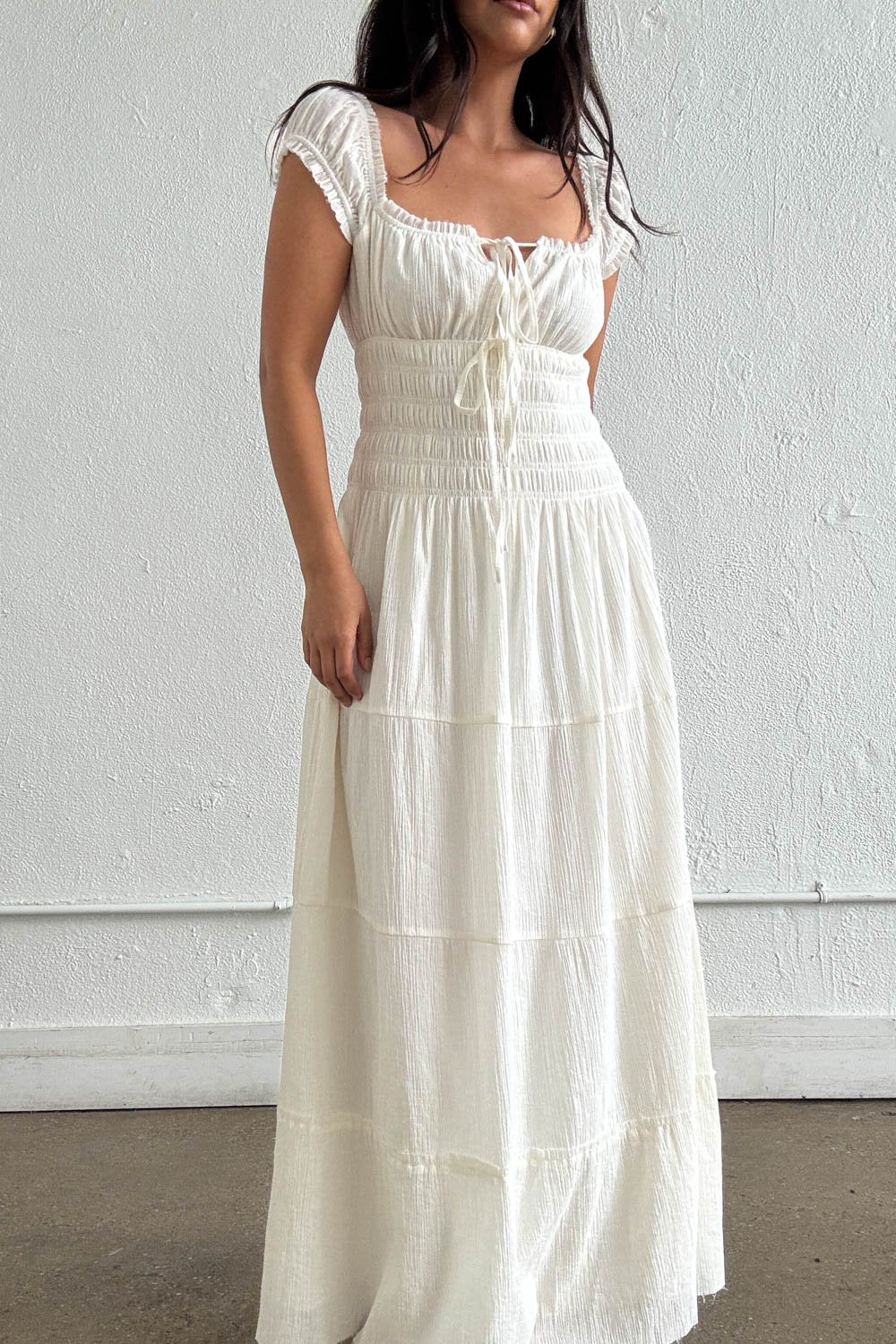 Cotton Smocked Tiered Maxi Dress