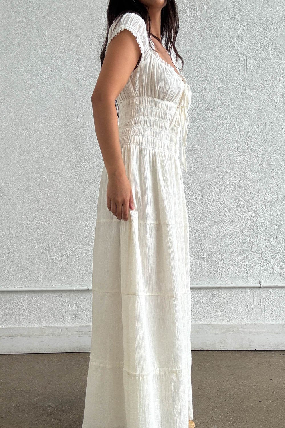 Cotton Smocked Tiered Maxi Dress