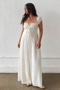 Cotton Smocked Tiered Maxi Dress