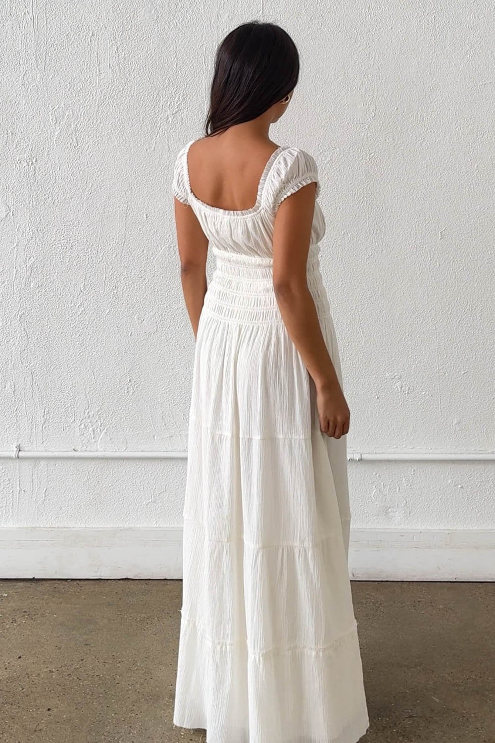 Cotton Smocked Tiered Maxi Dress