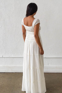 Cotton Smocked Tiered Maxi Dress